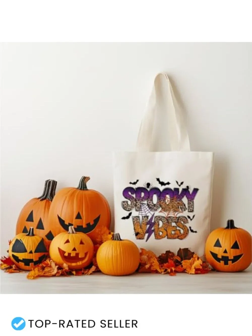 Halloween Ghost Canvas Tote Bag 14x16 in Reusable